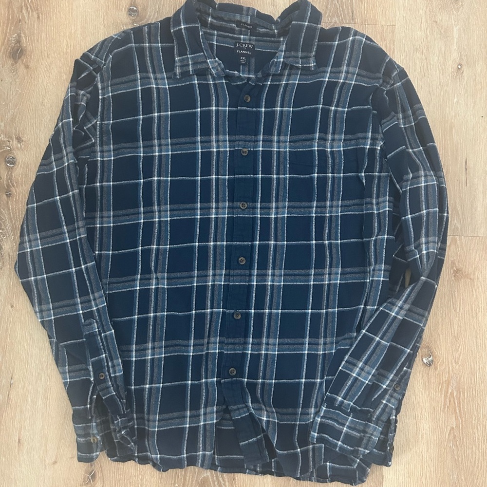 J. Crew Dark Blue Plaid Button Down Shirt